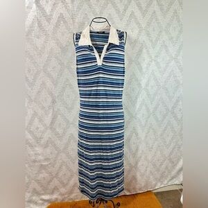 Y2K Celine by Champion striped knit midi collared dress